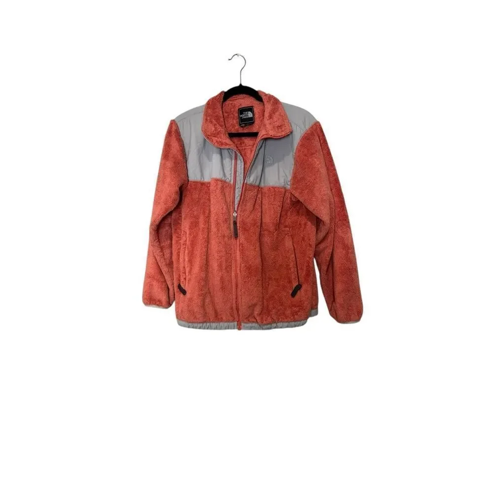 The North Face Fleece Jacket Youth XL Juniors Full Zip Coral Gray